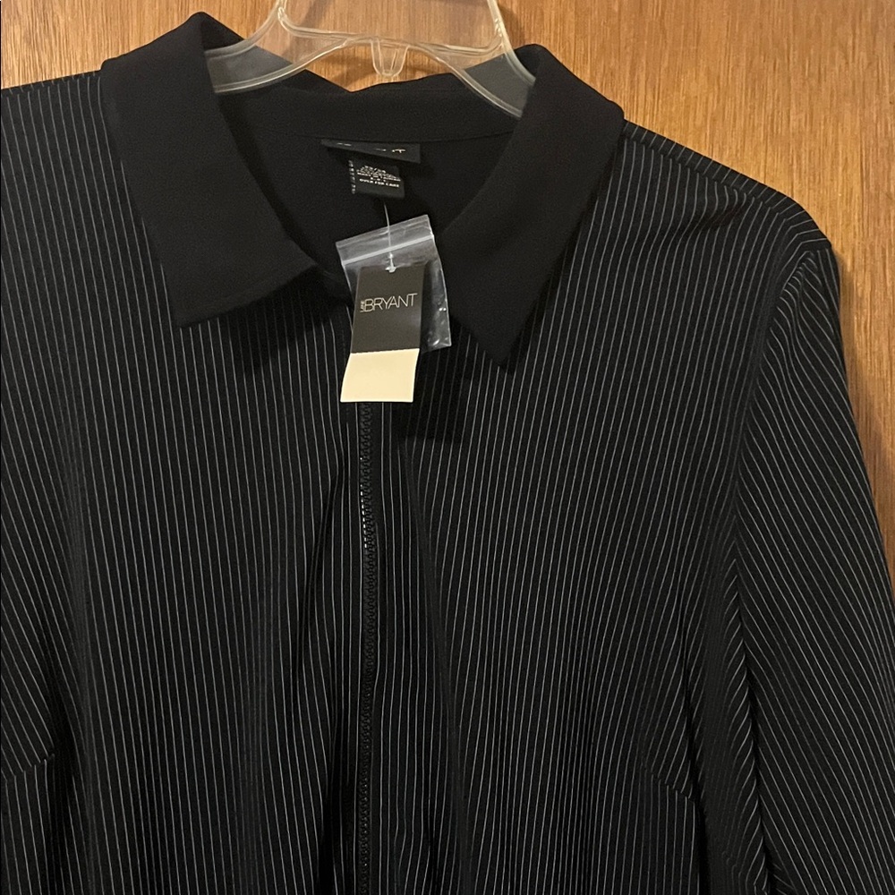 Lane Bryant Women's Black Striped Zippered Blouse -Size 22/24